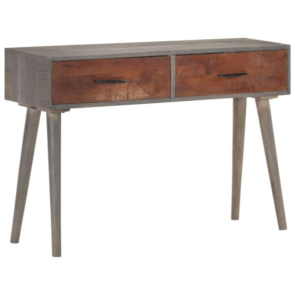 vidaXL Console Table Gray 43.3"x13.8"x29.5" Solid Rough Mango Wood - Image 9