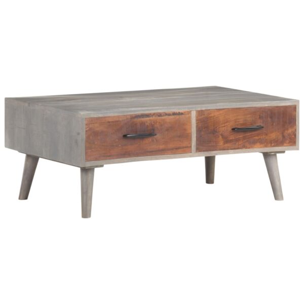 vidaXL Coffee Table Gray 39.4"x23.6"x15.7" Solid Rough Mango Wood