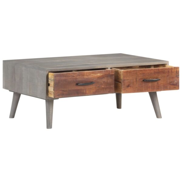 vidaXL Coffee Table Gray 39.4"x23.6"x15.7" Solid Rough Mango Wood - Image 2