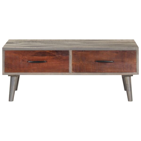 vidaXL Coffee Table Gray 39.4"x23.6"x15.7" Solid Rough Mango Wood - Image 3