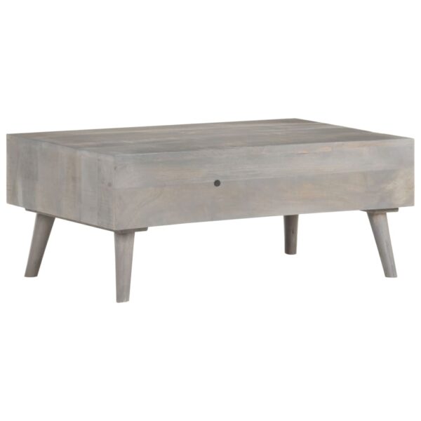 vidaXL Coffee Table Gray 39.4"x23.6"x15.7" Solid Rough Mango Wood - Image 4