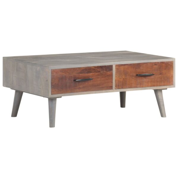 vidaXL Coffee Table Gray 39.4"x23.6"x15.7" Solid Rough Mango Wood - Image 8