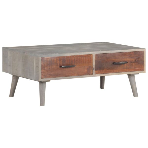 vidaXL Coffee Table Gray 39.4"x23.6"x15.7" Solid Rough Mango Wood - Image 9