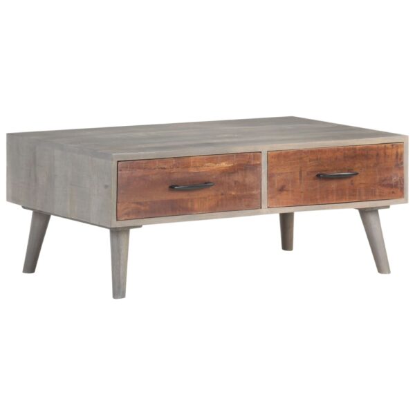 vidaXL Coffee Table Gray 39.4"x23.6"x15.7" Solid Rough Mango Wood - Image 10