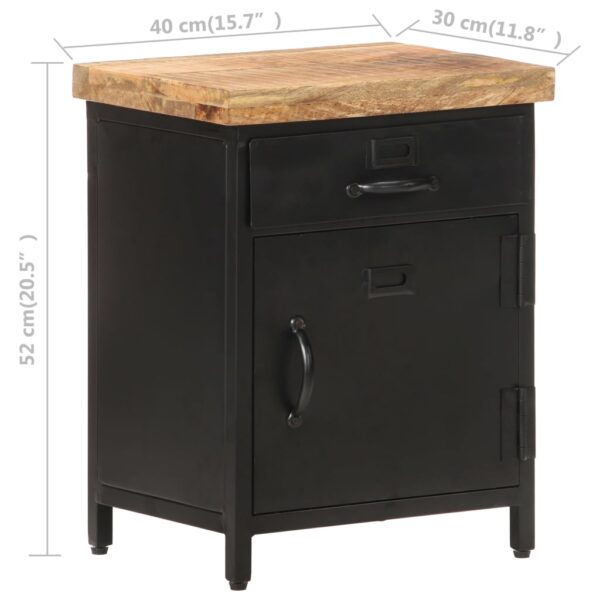 vidaXL Bedside Cabinet 15.7"x11.8"x20.5" Rough Mango Wood - Image 8