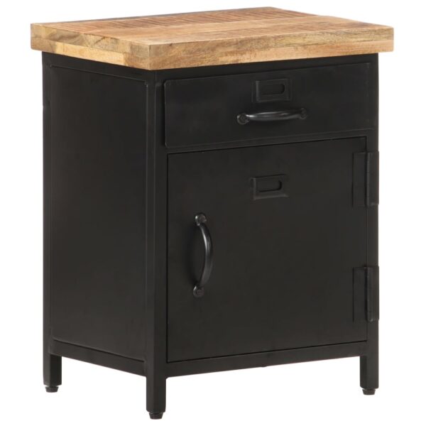 vidaXL Bedside Cabinet 15.7"x11.8"x20.5" Rough Mango Wood - Image 9