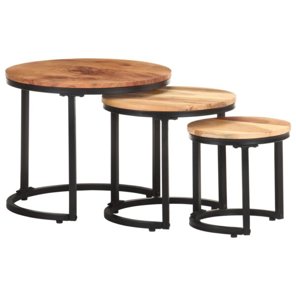 vidaXL Side Tables 3 pcs Solid Acacia Wood - Image 11