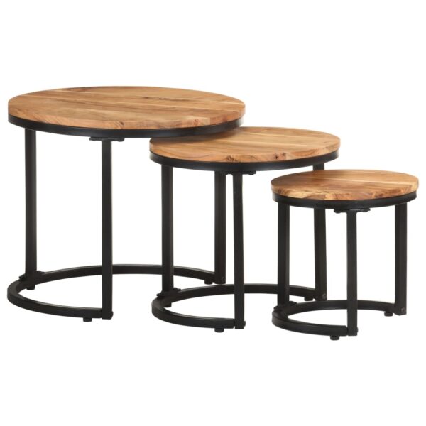 vidaXL Side Tables 3 pcs Solid Acacia Wood - Image 12