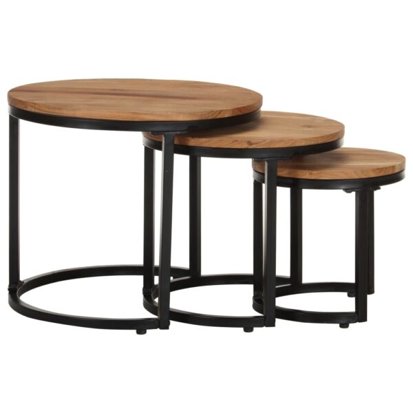 vidaXL Side Tables 3 pcs Solid Acacia Wood - Image 3