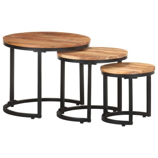 vidaXL Side Tables 3 pcs Solid Acacia Wood - Image 9