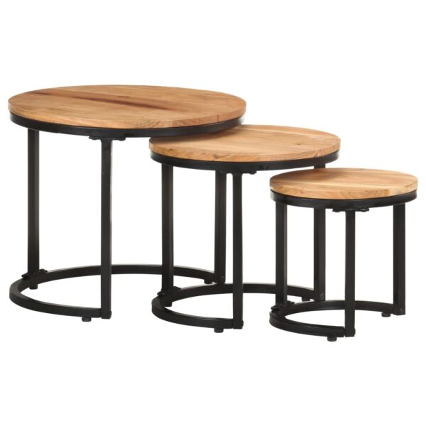 vidaXL Side Tables 3 pcs Solid Acacia Wood - Image 10