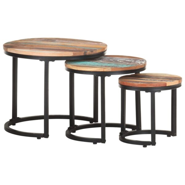 vidaXL Side Tables 3 pcs Solid Reclaimed Wood - Image 9