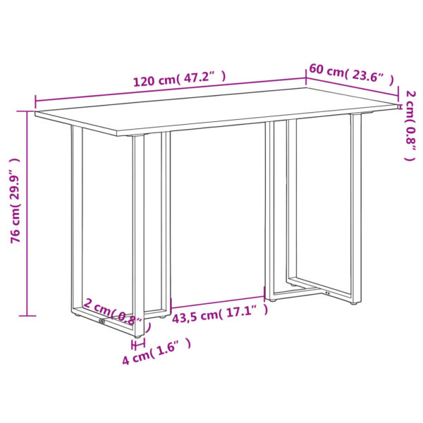 vidaXL Dining Table 47.2" Rough Mango Wood - Image 6