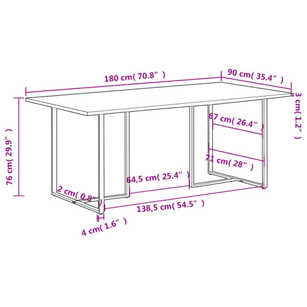 vidaXL Dining Table 70.9" Rough Mango Wood - Image 11