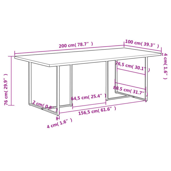 vidaXL Dining Table 78.7" Rough Mango Wood - Image 11