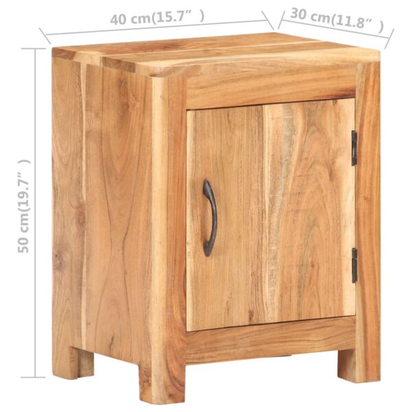 vidaXL Bedside Cabinet 15.7"x11.8"x19.7" Solid Acacia Wood - Image 8