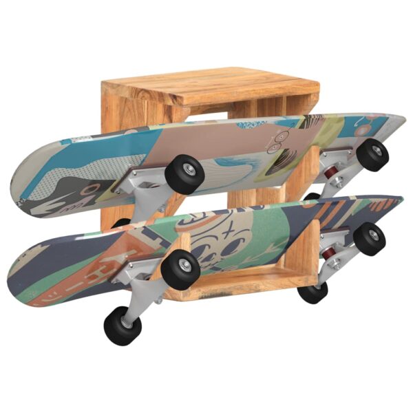 vidaXL Wall Mounted Skateboard Holder 9.8"x7.9"x11.8" Solid Acacia Wood - Image 7