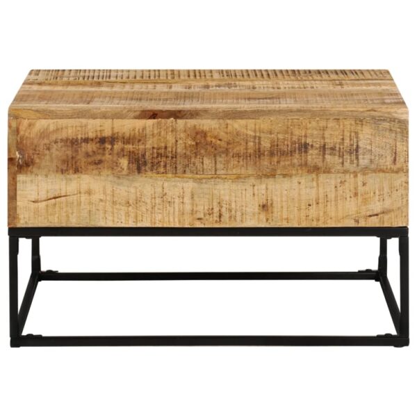 vidaXL Coffee Table 26.8"x26.8"x16.1" Rough Mango Wood - Image 2