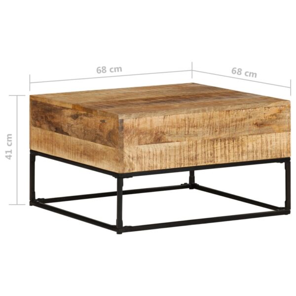 vidaXL Coffee Table 26.8"x26.8"x16.1" Rough Mango Wood - Image 4