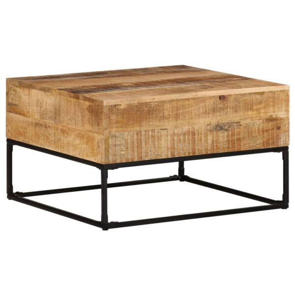 vidaXL Coffee Table 26.8"x26.8"x16.1" Rough Mango Wood - Image 5