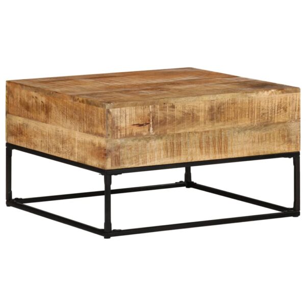 vidaXL Coffee Table 26.8"x26.8"x16.1" Rough Mango Wood - Image 6