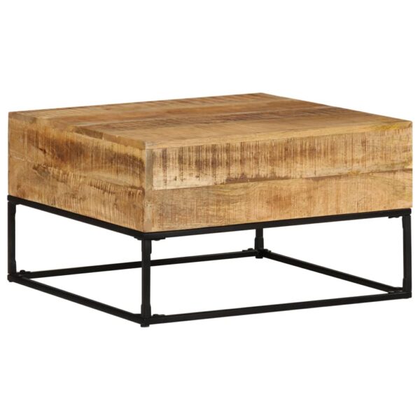 vidaXL Coffee Table 26.8"x26.8"x16.1" Rough Mango Wood - Image 7