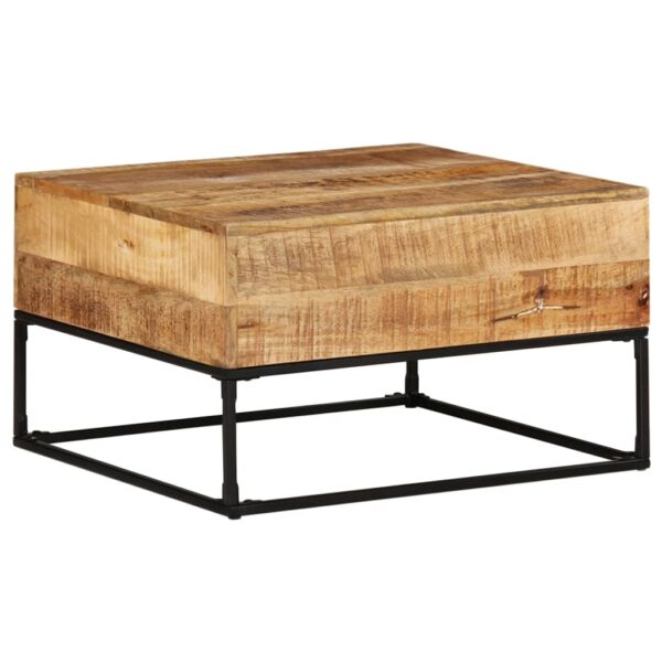 vidaXL Coffee Table 26.8"x26.8"x16.1" Rough Mango Wood - Image 8