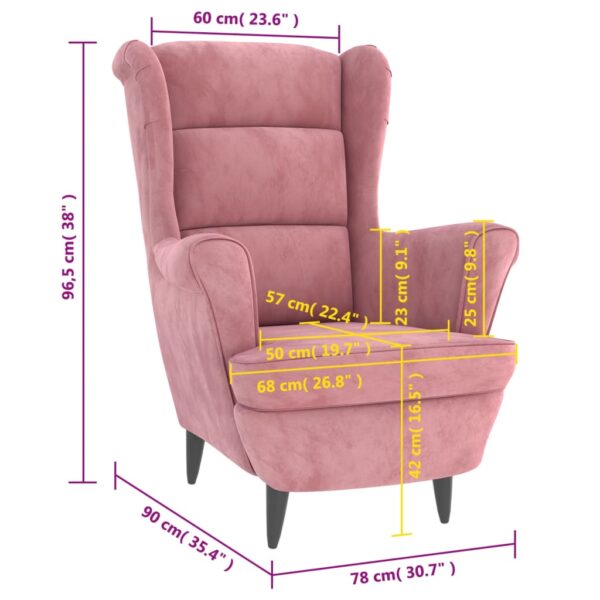 vidaXL Armchair Pink Velvet - Image 7