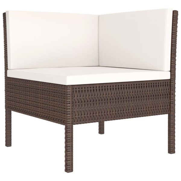 vidaXL 3 Piece Patio Lounge Set with Cushions Poly Rattan Brown - Image 3