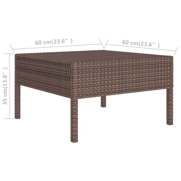 vidaXL 3 Piece Patio Lounge Set with Cushions Poly Rattan Brown - Image 8