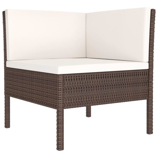 vidaXL 3 Piece Patio Lounge Set with Cushions Poly Rattan Brown - Image 3