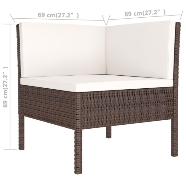 vidaXL 3 Piece Patio Lounge Set with Cushions Poly Rattan Brown - Image 5