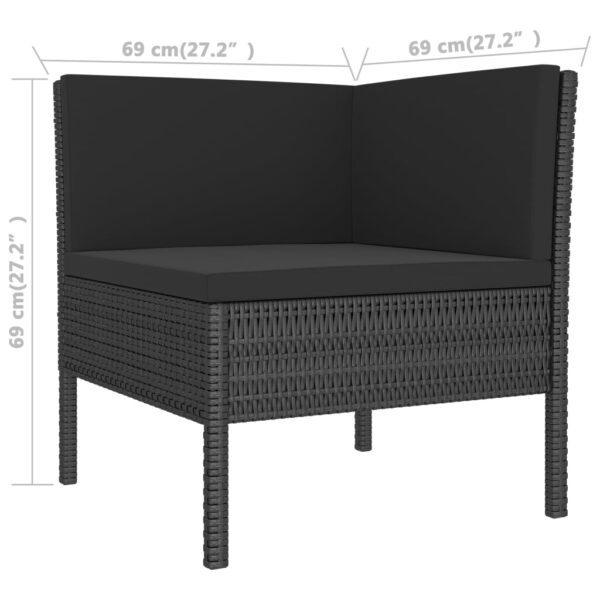 vidaXL 3 Piece Patio Lounge Set with Cushions Poly Rattan Black - Image 5