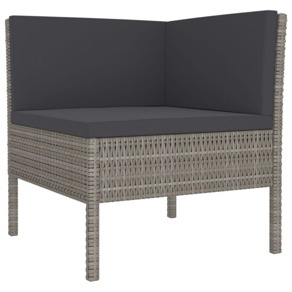 vidaXL 3 Piece Patio Lounge Set with Cushions Poly Rattan Gray - Image 3