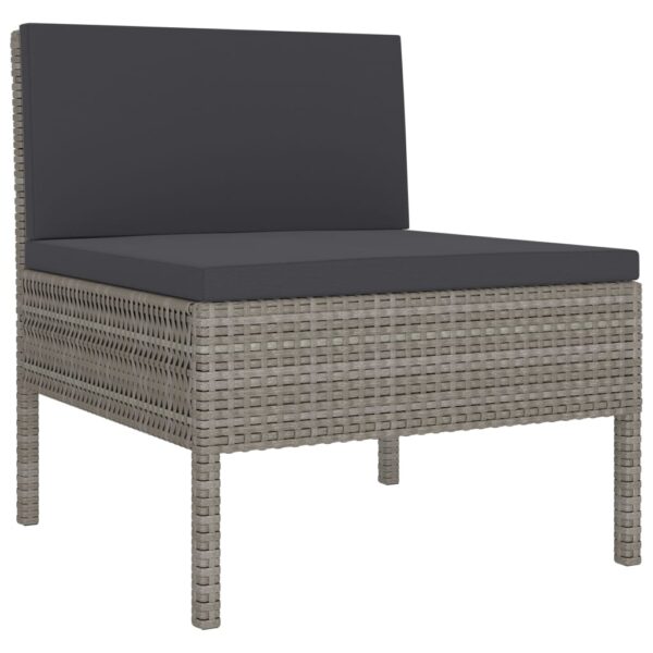 vidaXL 3 Piece Patio Lounge Set with Cushions Poly Rattan Gray - Image 4