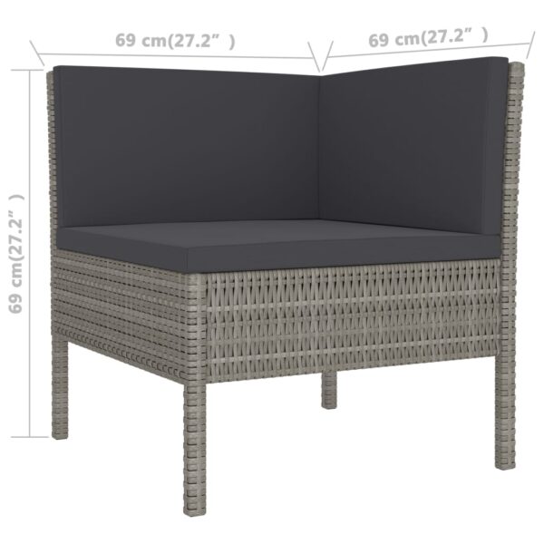 vidaXL 3 Piece Patio Lounge Set with Cushions Poly Rattan Gray - Image 5