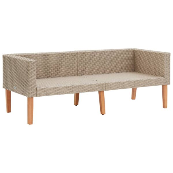 vidaXL 2-Seater Patio Sofa with Cushions Poly Rattan Beige - Image 6