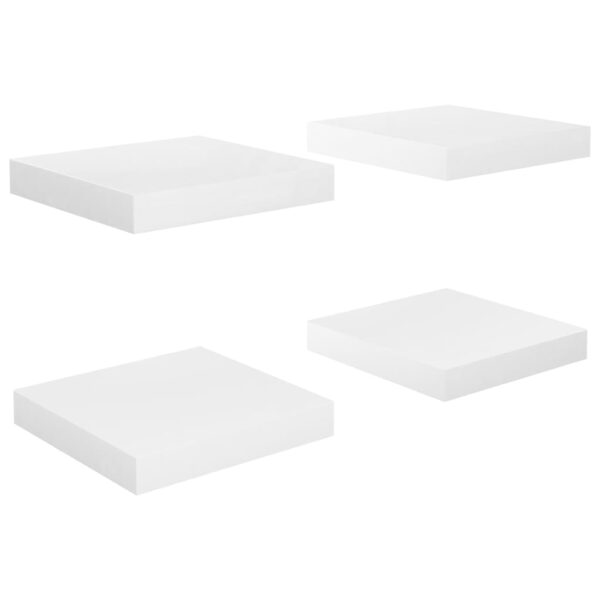 vidaXL Floating Wall Shelves 4 pcs High Gloss White 9.1"x9.3"x1.5" MDF - Image 2