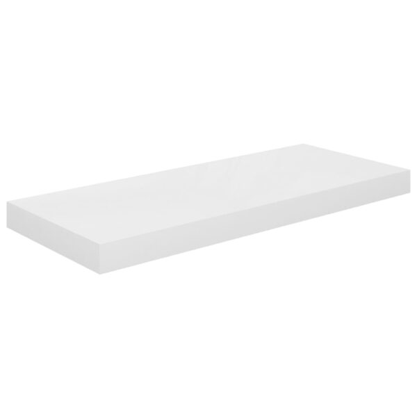 vidaXL Floating Wall Shelf High Gloss White 23.6"x9.3"x1.5" MDF - Image 2