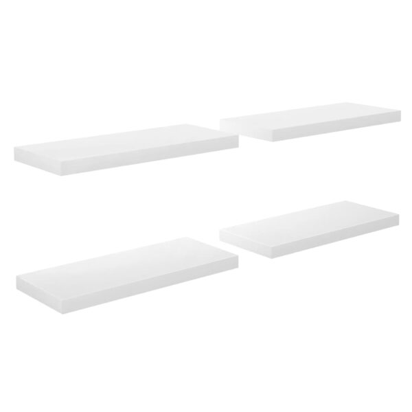 vidaXL Floating Wall Shelves 4 pcs High Gloss White 23.6"x9.3"x1.5" MDF - Image 2