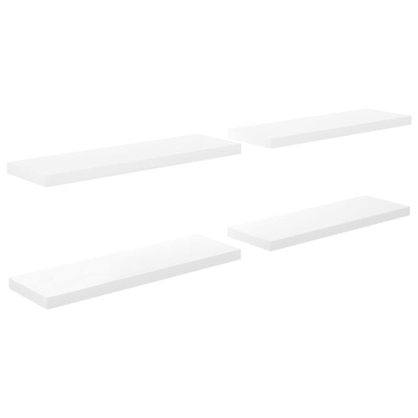 vidaXL Floating Wall Shelves 4 pcs High Gloss White 31.5"x9.3"x1.5" MDF - Image 2