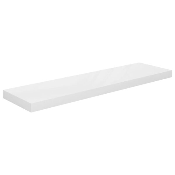 vidaXL Floating Wall Shelf High Gloss White 35.4"x9.3"x1.5" MDF - Image 2