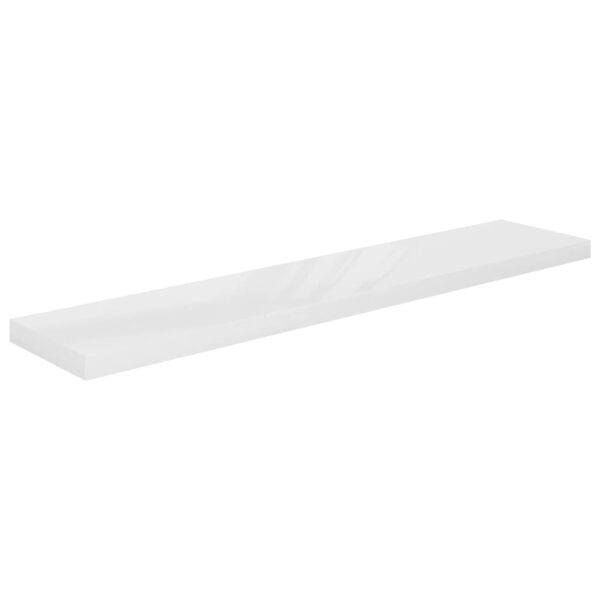 vidaXL Floating Wall Shelf High Gloss White 47.2"x9.3"x1.5" MDF - Image 2