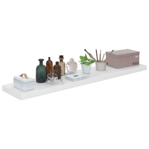 vidaXL Floating Wall Shelf High Gloss White 47.2"x9.3"x1.5" MDF - Image 3