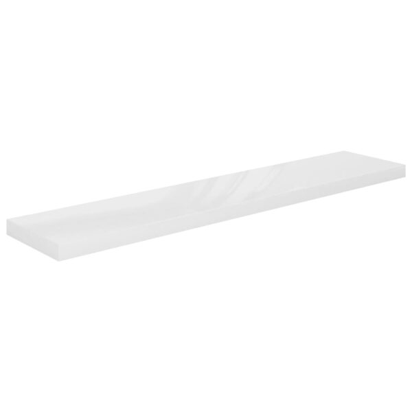 vidaXL Floating Wall Shelves 2 pcs High Gloss White 47.2"x9.3"x1.5" MDF - Image 3