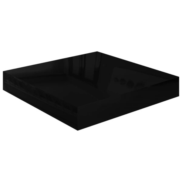 vidaXL Floating Wall Shelf High Gloss Black 9.1"x9.3"x1.5" MDF - Image 2