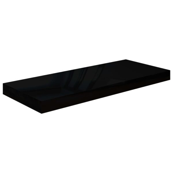 vidaXL Floating Wall Shelves 2 pcs High Gloss Black 23.6"x9.3"x1.5" MDF - Image 4