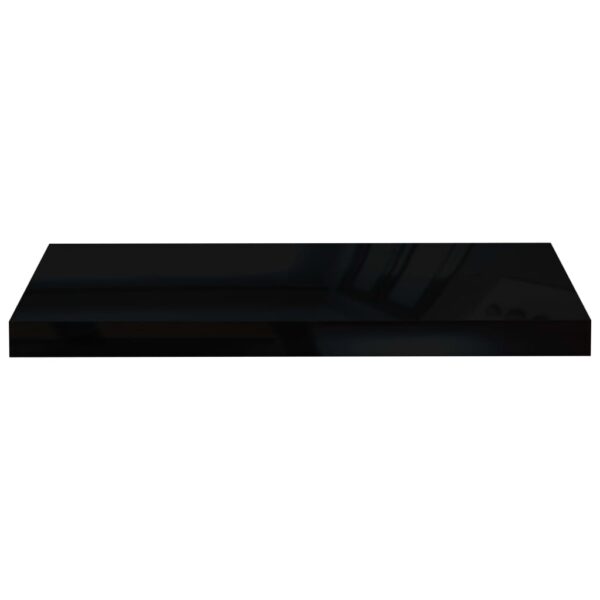 vidaXL Floating Wall Shelves 2 pcs High Gloss Black 23.6"x9.3"x1.5" MDF - Image 5