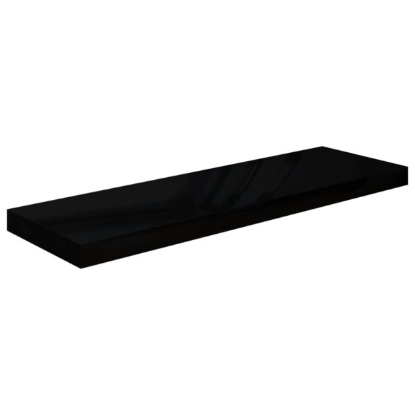 vidaXL Floating Wall Shelf High Gloss Black 31.5"x9.3"x1.5" MDF - Image 2