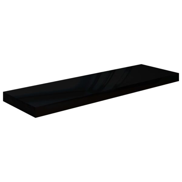 vidaXL Floating Wall Shelves 2 pcs High Gloss Black 31.5"x9.3"x1.5" MDF - Image 3